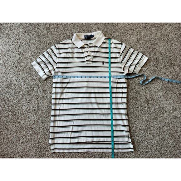 POLO by Ralph Lauren short sleeve collared shirt, size M, cream, brown & green - Picture 4 of 9